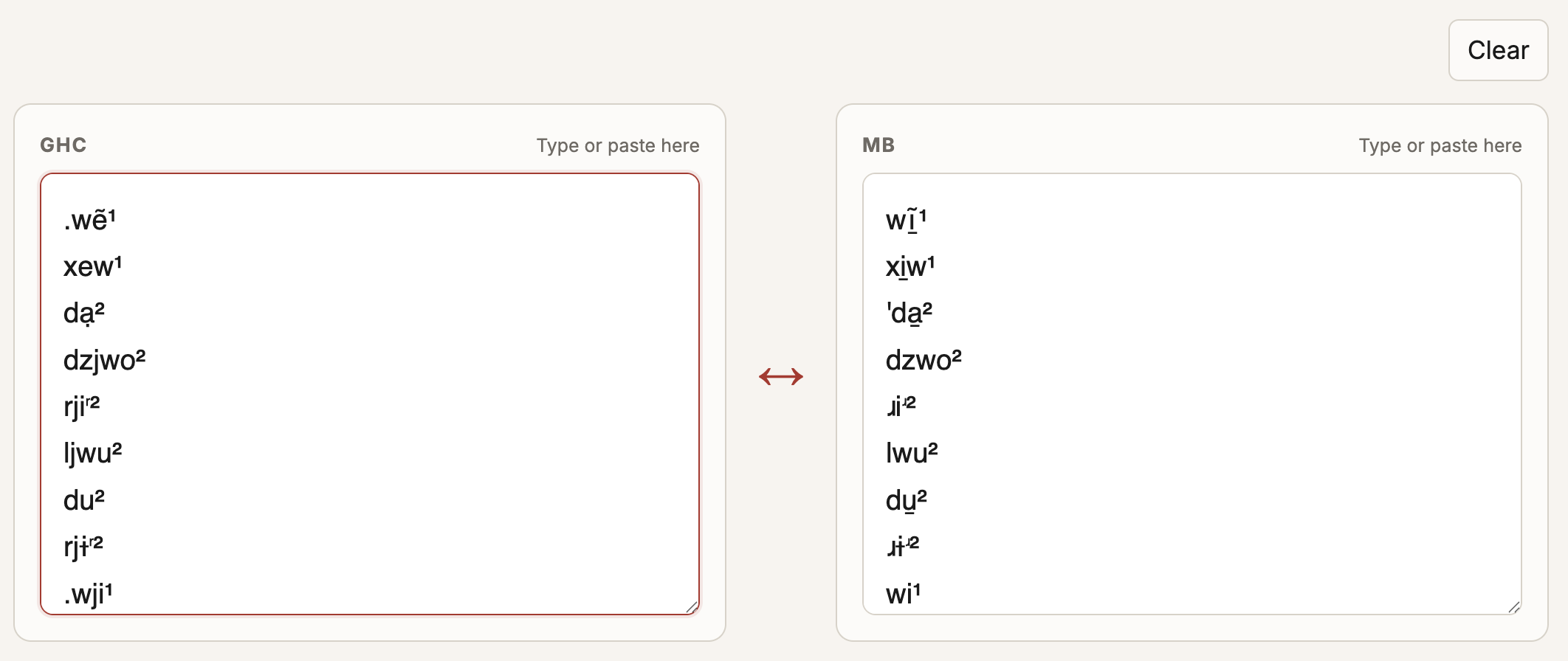 Preview of the GHC and MB reconstruction converter